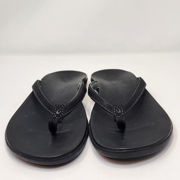 Olukai Ho'Opio Black Flip Flop Thong Sandal Women Size 9 Slip On Beach Summer - Picture 3 of 8